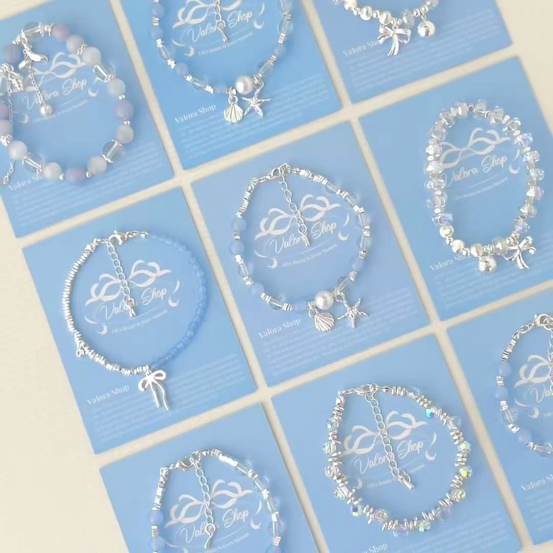 Pulsera de cristal optimizada de piedra biliar negra de aguamarina pulsera fresca, dulce y sencilla de todo fósforo