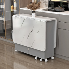 家用折叠餐桌小户型可移动带轮长方形多功能餐厅宿舍吃饭桌子