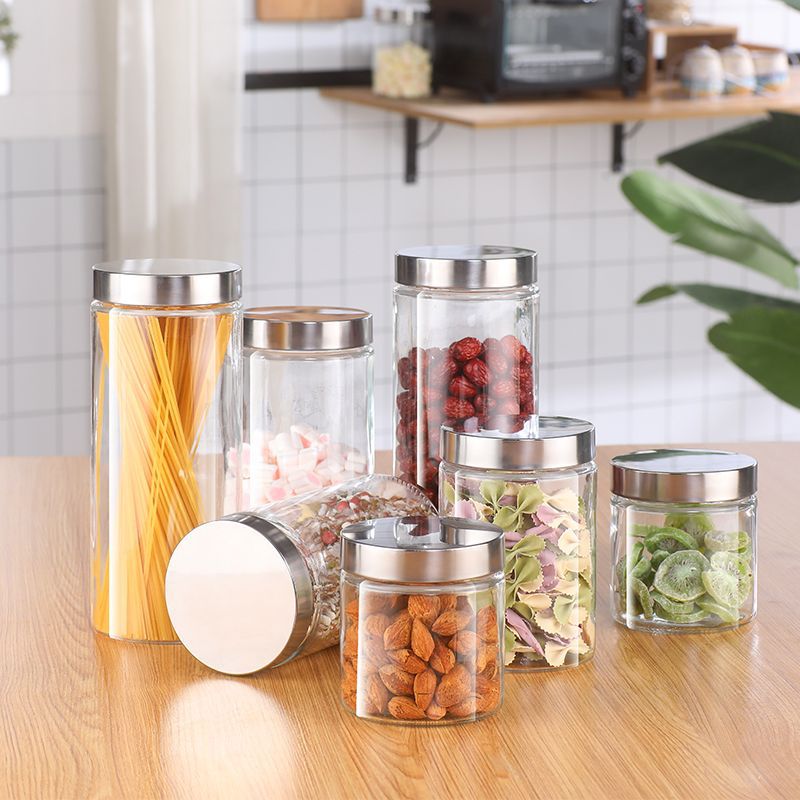 Glass Sealed Jar Food-Grade Grain Storage Jar Honey Milk Powder Dry Goods Noodles Kitchen Storage Artifact