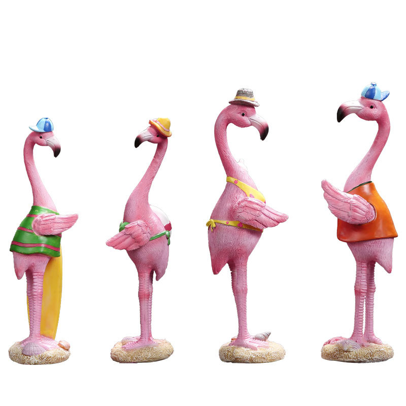 Decoración del hogar Flamingo lindo decoración creativa artesanía de resina escultura patio al aire libre Joyería La historieta