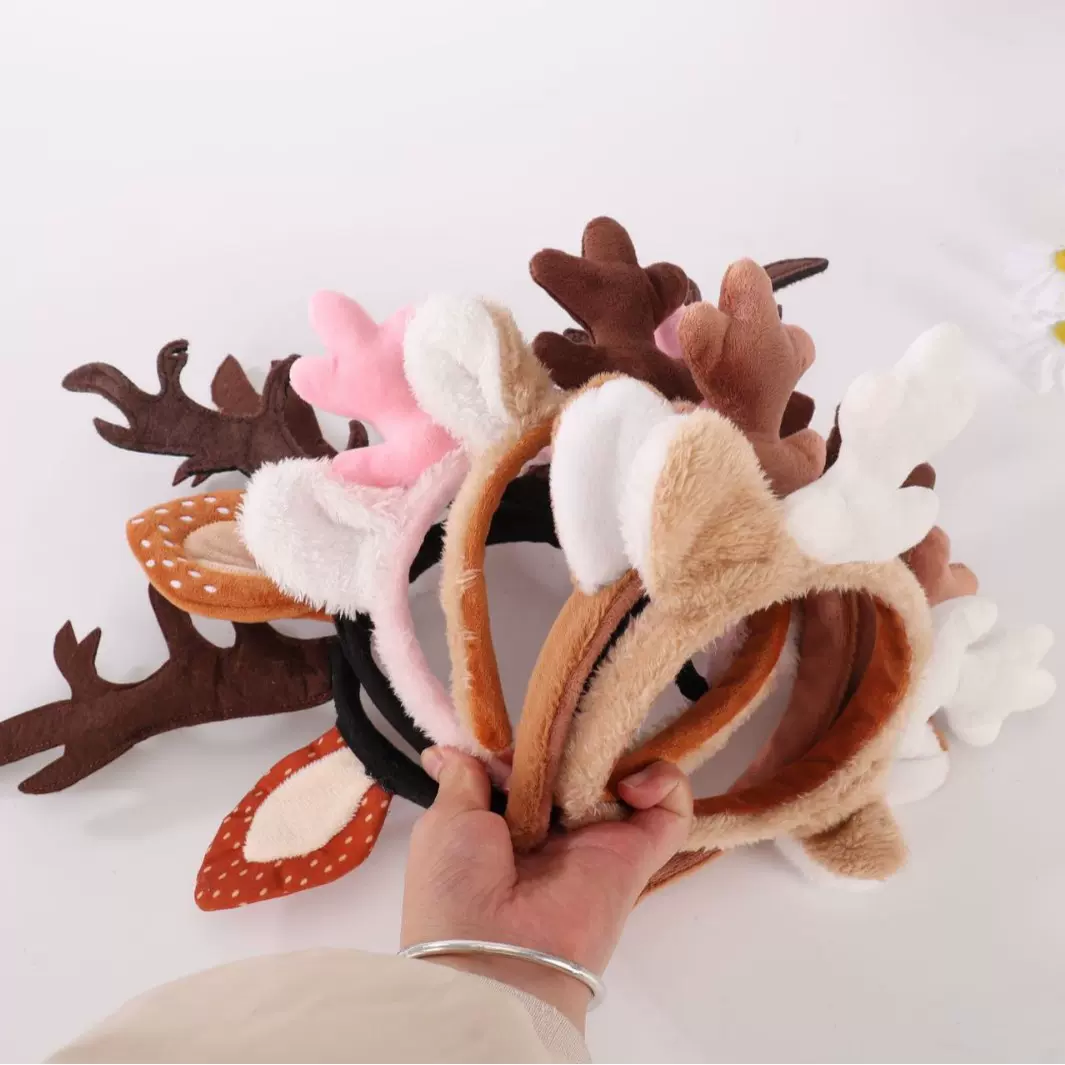 定制圣诞头箍鹿角头饰驯鹿发箍  麋鹿角耳朵发饰派对头扣儿童装扮