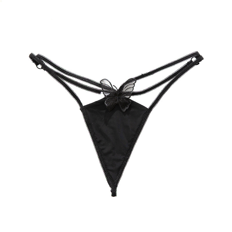 Embroidered Ice Silk Sexy G-string Women's Thin Belt with a Rope Pure Attraction Sexy Low Waist Hot Seamless Underwear