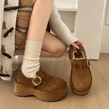 现货2025款复古棕色增高厚底加绒全包勃肯鞋女鞋冬新款百搭加厚保