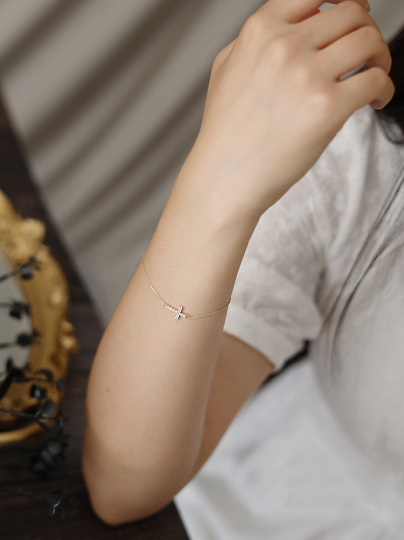 1 Pieza Plata De Ley 925 Cruzar Circón Plata De Ley 925 Cadena Portacables Pulsera display picture 8