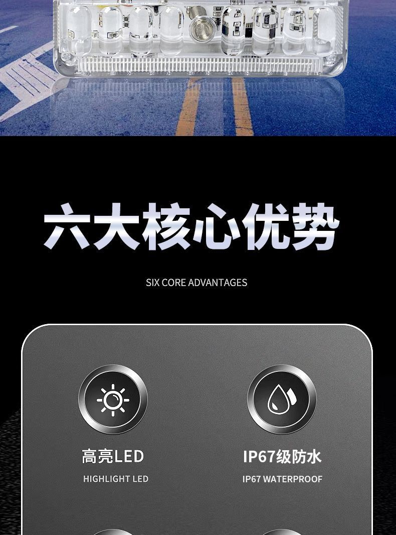 Truck electric storage type flash light 24v colorful streamer side light rear tail light modification anti-collision warning light fog light
