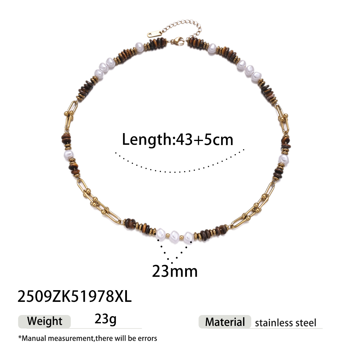 Collar de acero inoxidable de la UE y los Estados Unidos, lujo ligero, nicho universal, collar de piedra de ojo de tigre, conjunto de acero de titanio no se desvanece para mujeres