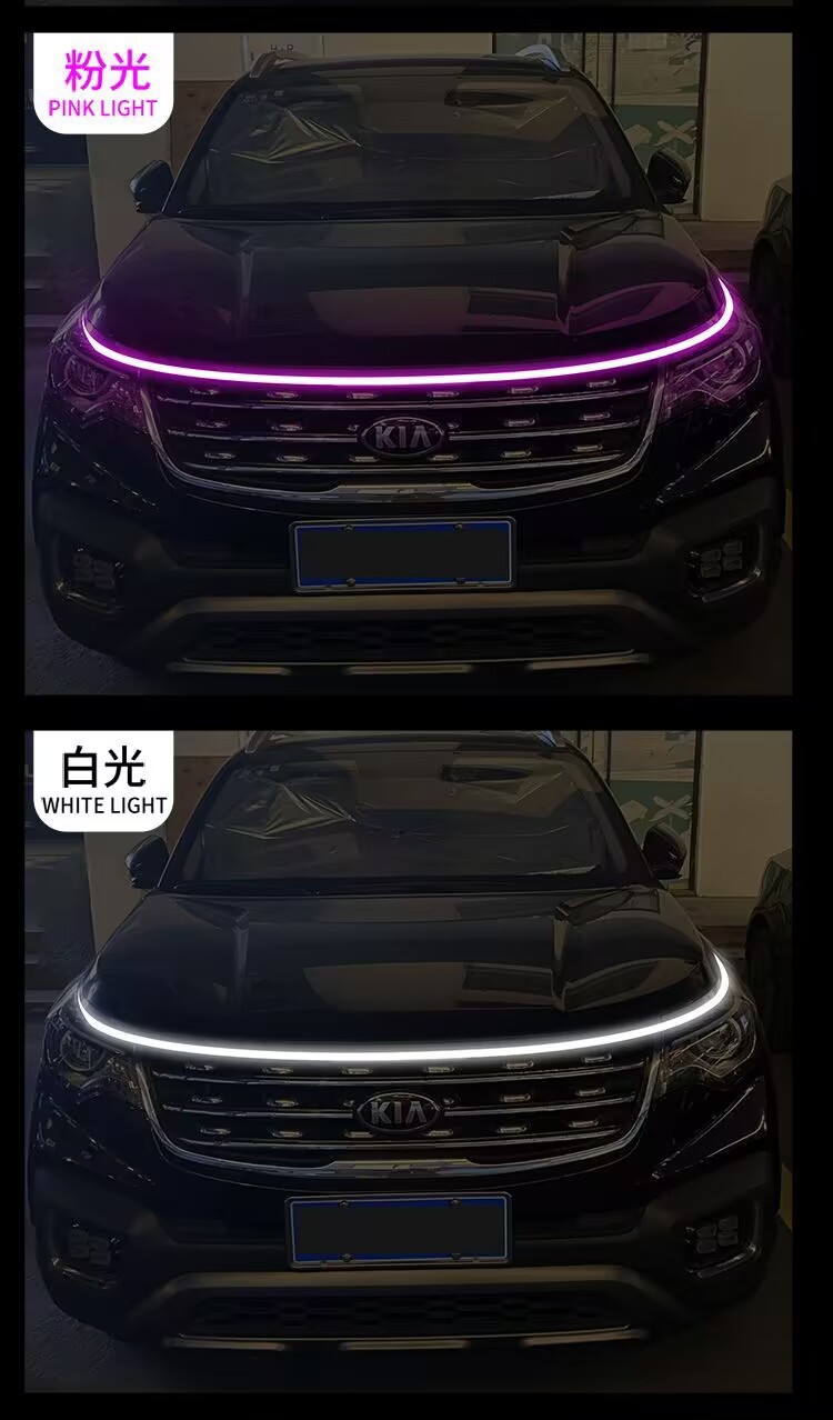 Car cover through type day running light change decoration universal dynamic scanning light guide strip led middle grid atmosphere light belt