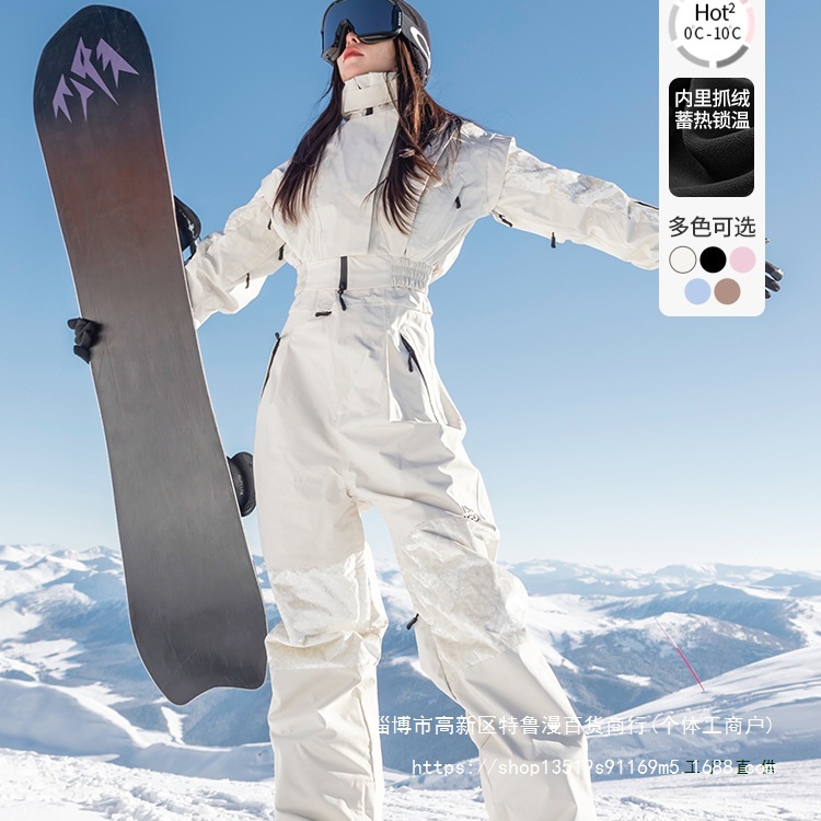 iseemigga [velvet quilted] new ski suit women's set double board slim fit gear overalls