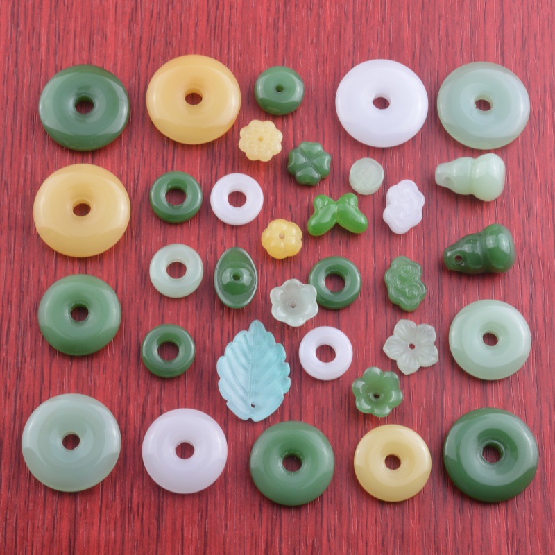 琉璃配件平安扣仿玉平安扣四叶草莲子葫芦耳环项链diy吊坠小挂件