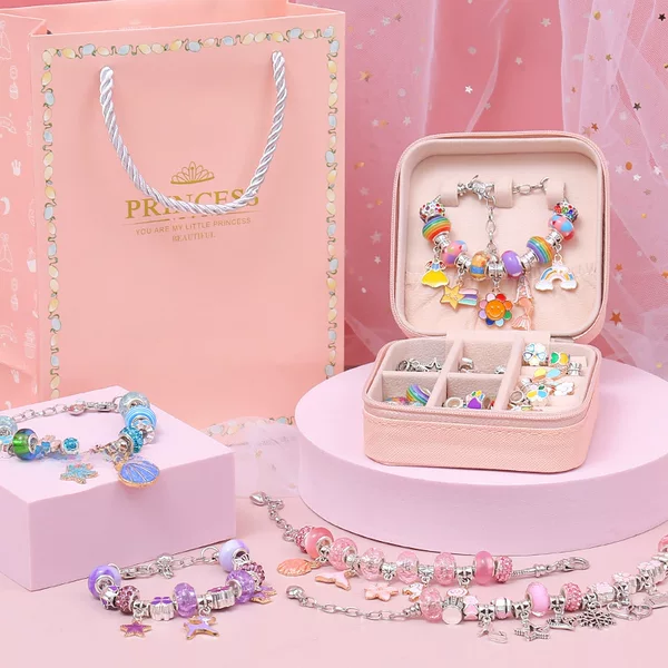 Popular children's jewelry educational creative diy crystal beaded bracelet girl's birthday gift gift box suit