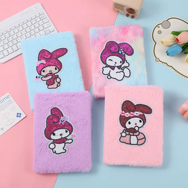 Cute Bunny Plush Notebook Girls Cartoon Note Plush Diary Creative Sequin Hand Ledger Wholesale