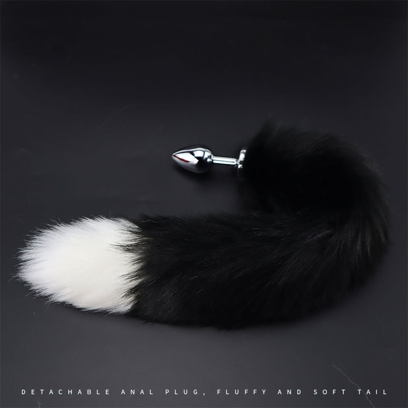 Tapón anal de cola de zorro a juego, tapón anal de metal desmontable, juguetes sexuales sm, tapón anal de patio trasero femenino, cola