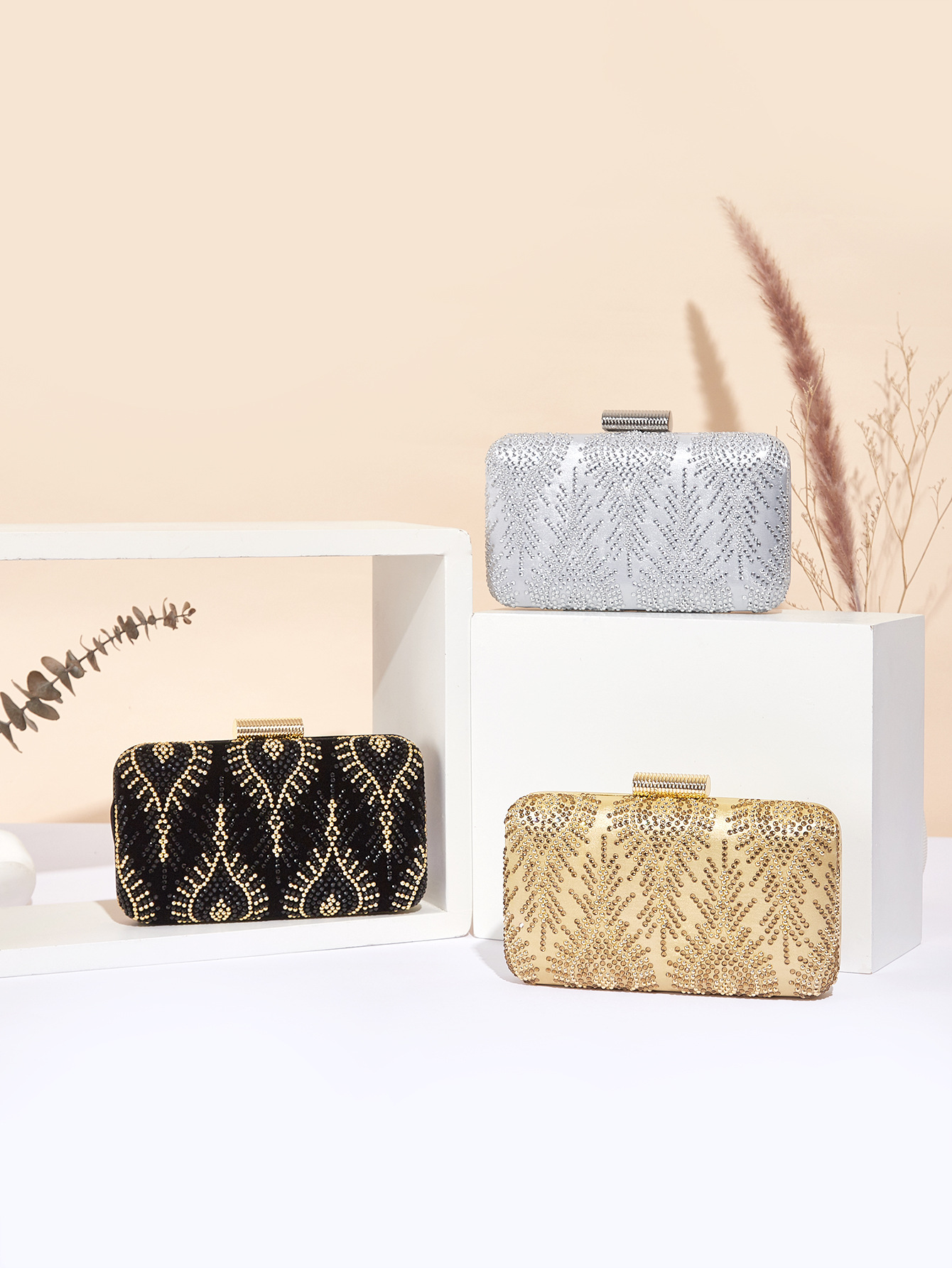 Glitzernde Damen Abendtasche Mit Strass - Elegante Clutch Tasche_voghion.com