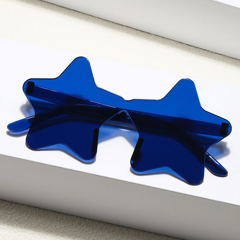 New Cross-Border Fashion Frameless Five-Pointed Star Sunglasses, Personalized Candy-Colored Sunglasses, Popular Party Glasses