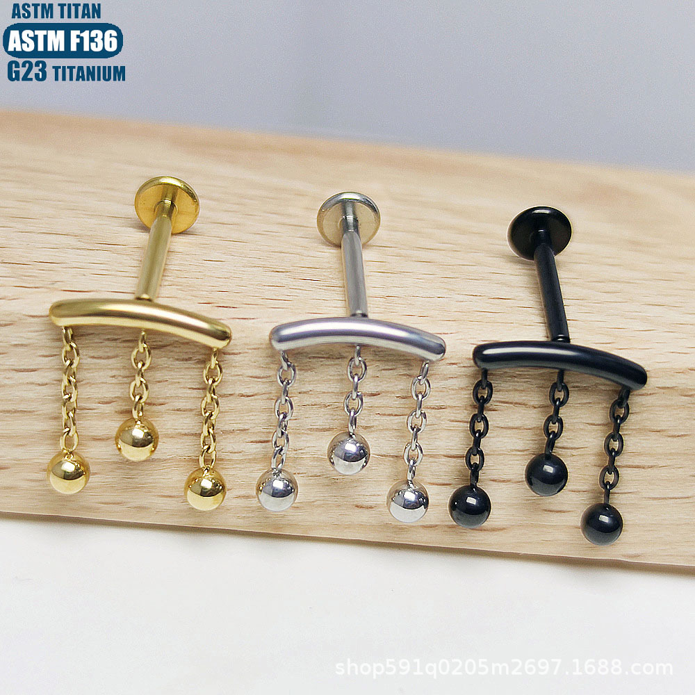 Labret stud lip piercing jewelry styling detail