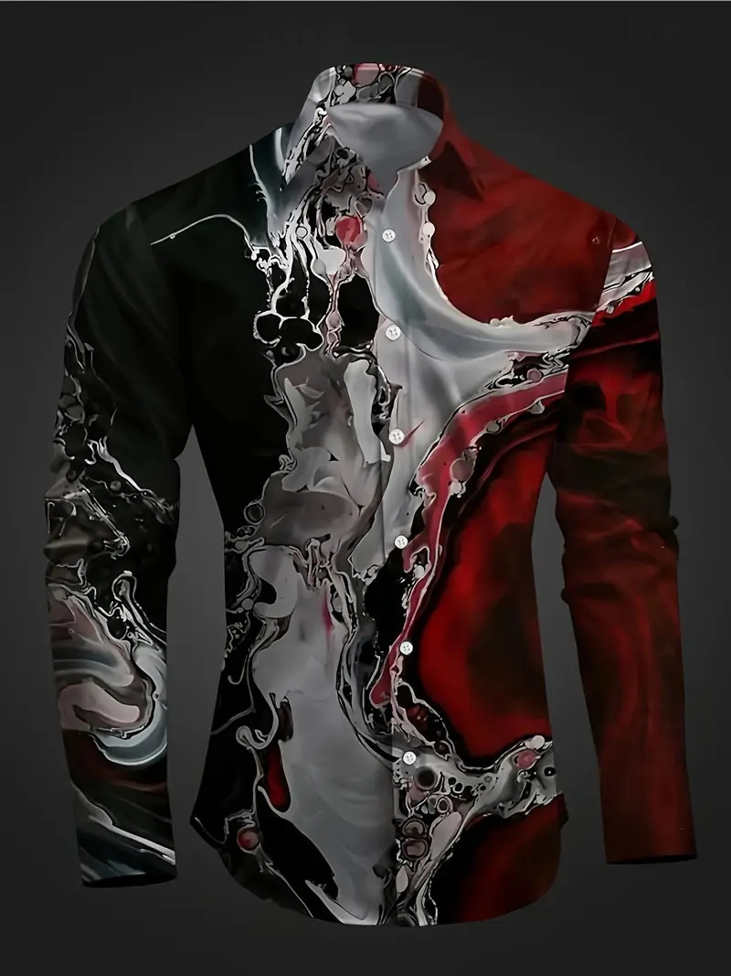 Comercio exterior europeo y americano transfronterizo 2024 nuevo estilo casual de moda salvaje patrón de planta camisa de manga larga para hombre MB12