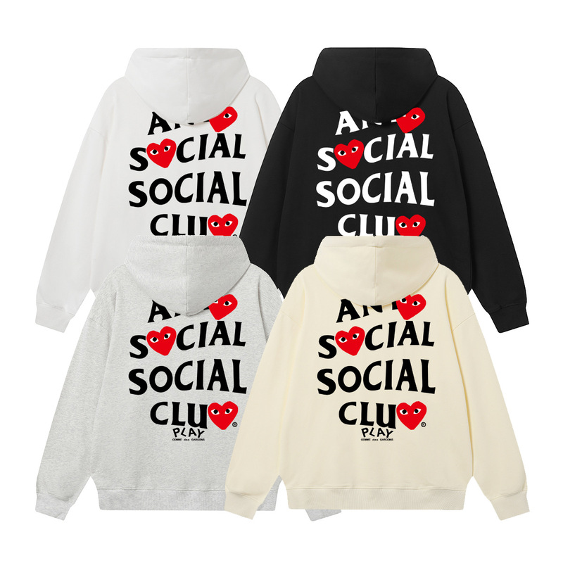Cross-Border European and American Trendy Brand Assc Collaboration Heart Letter Print Loose Hooded Sweatshirt Unisex Loose Top Cross-Border European and American Trendy Brand Assc Collaboration Heart Letter Print Loose Hooded Sweatshirt Unisex Loose Top