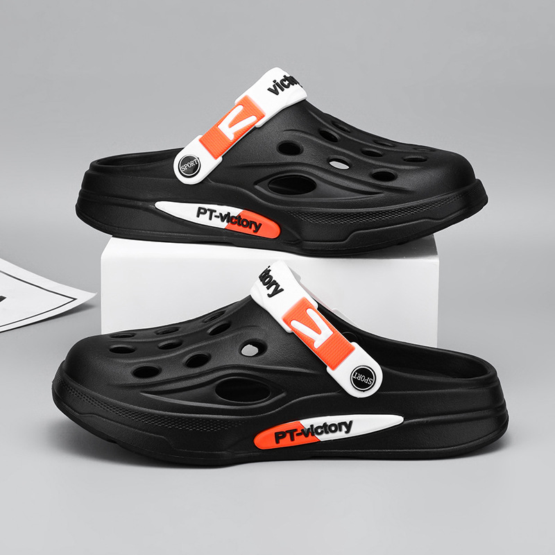 Hole Shoes Men's Summer Outwear Slippers Heightened Thick-soled Non-slip Fashionable Internet Trendy Beach Sandals