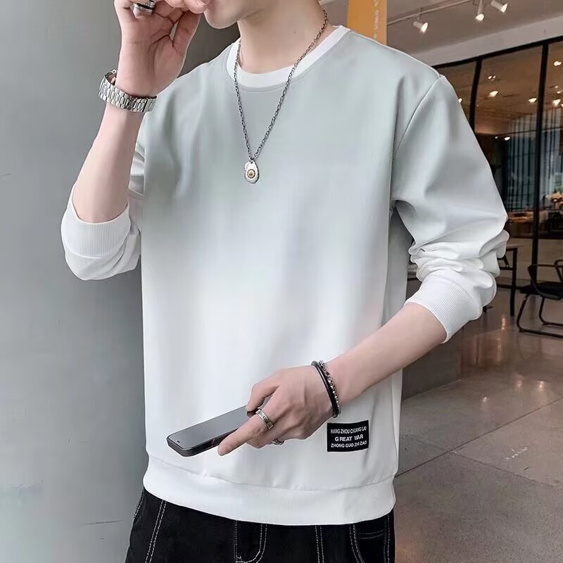 Long-sleeved T-shirt Men's Gradient 2024 New Spring and Autumn Loose Ins Zhongshan Men's Sweatshirt Spring Fashion Brand Top Clothes