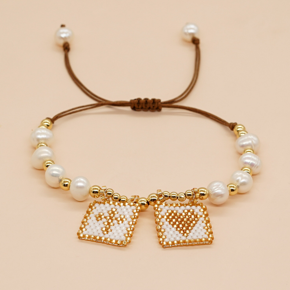 Bohemien Kreuzen Herzform Perlen Künstliche Perle Saatperle Armbänder 1 Stück display picture 1