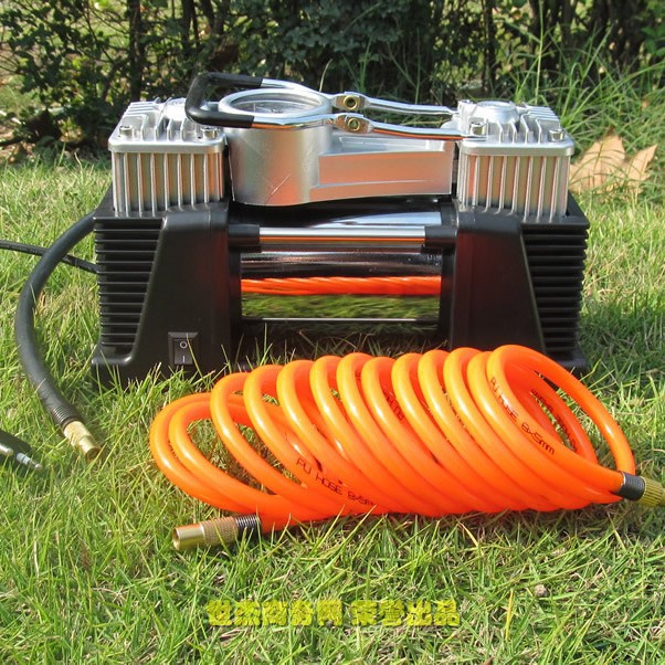 220V家用交流电双缸轮胎打气泵充气泵打气机篮球打气筒汽车充气泵