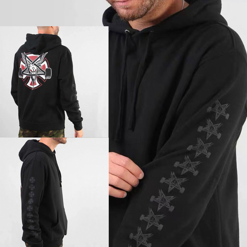 Cross-Border Foreign Trade Supply Thrasher Flame Hooded Sweatshirt String Label Skateboard Sheep Head Hoodie Men and Women Outer Wear Pullover