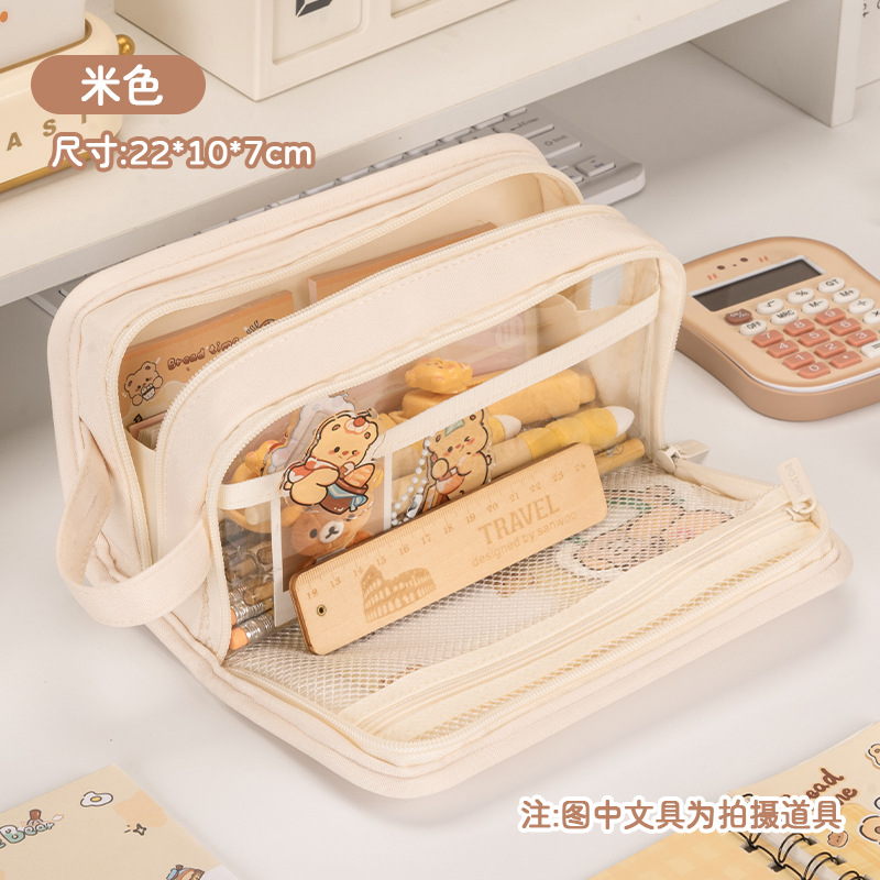 2025 nuevo color caramelo multicapa bolsas de dolor bolsas de lápiz de gran capacidad simple caja de papelería portátil fresca caja de lápiz de estudiantes