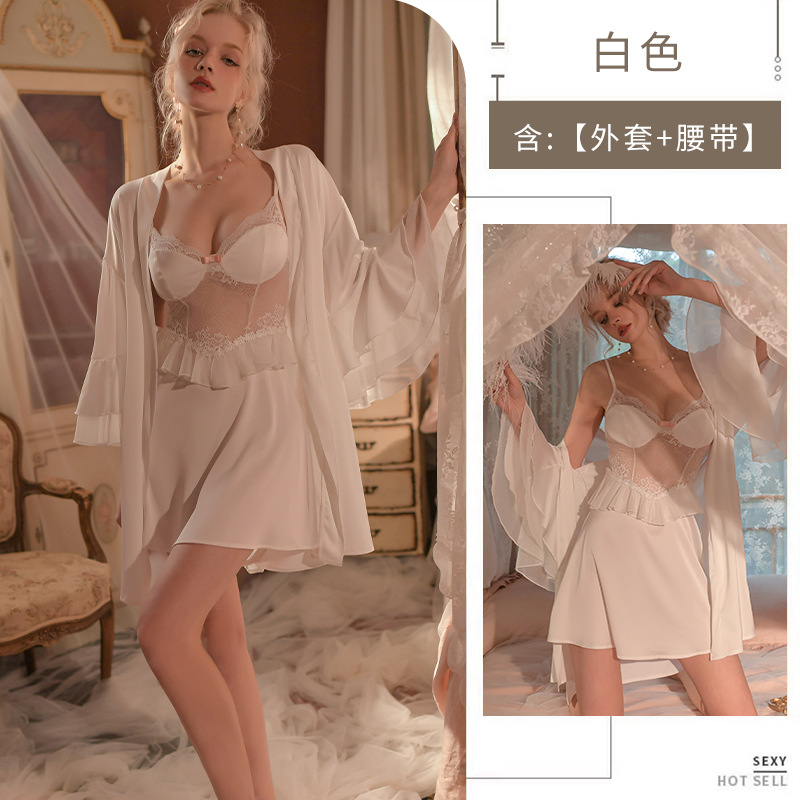 Tiktok primavera popular ropa para el hogar luz de lujo pijamas sexy encaje costura sling traje de mujer de una sola pieza de entrega 1907