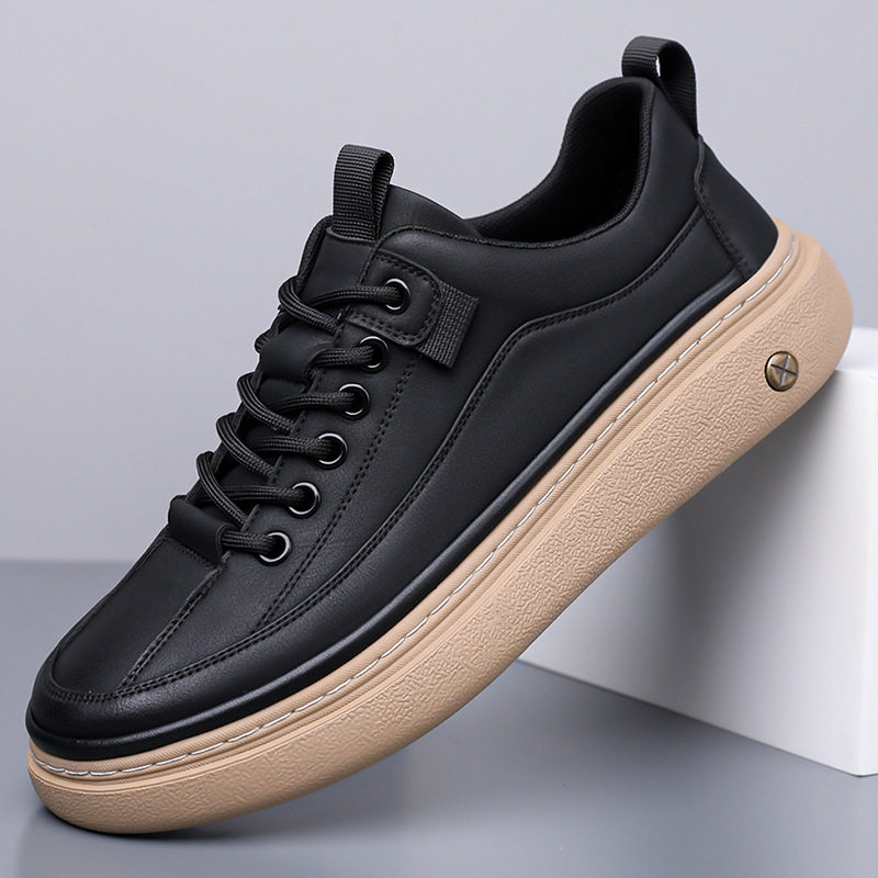 Giày da nam sneaker cổ thấp phong cách retro, đế cao su, dây buộc, phù hợp đi chơi và lái xe — GX1617 màu nâu, GX1617 màu đen
