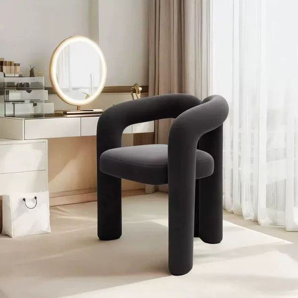 Cream-colored home makeup chair, vanity stool, nail salon chair, simple and elegant design, suitable for bedrooms, single-person leisure chair, popular style