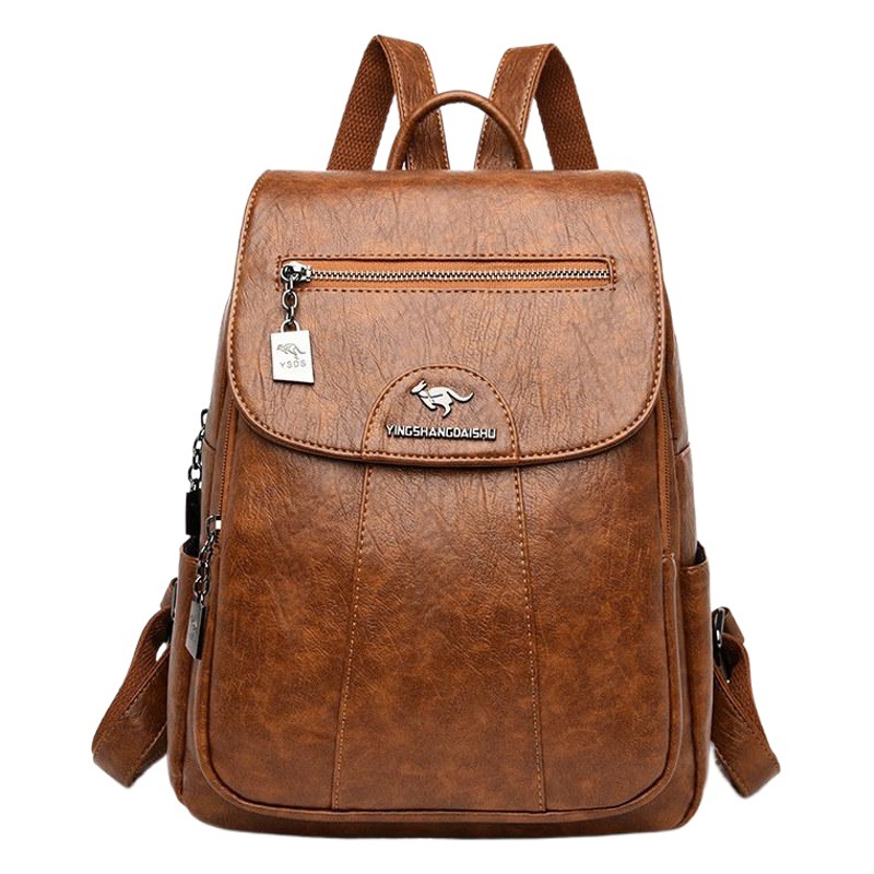 Mochila de las nuevas mujeres de gran capacidad de cuero suave bolsa de viaje de moda estudiante antirrobo mochila de piel de oveja