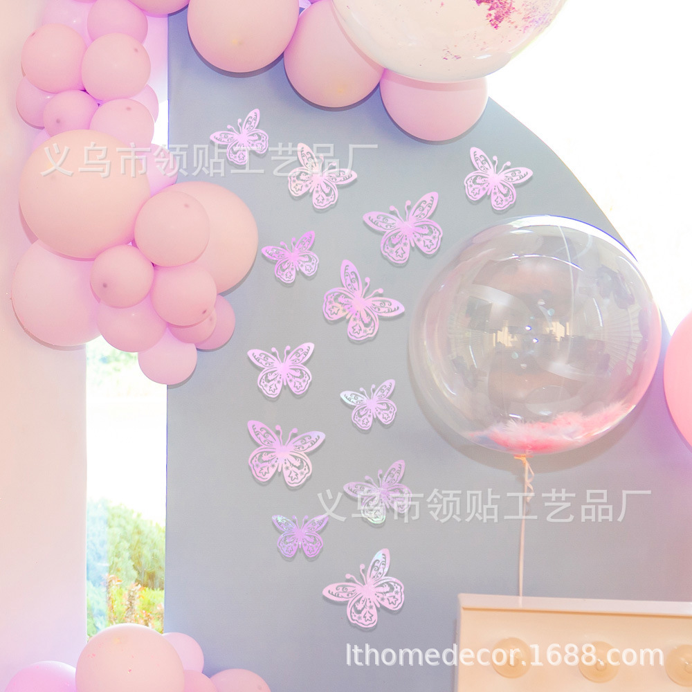 LTHD024 papel hueco mariposa tridimensional mariposa aniversario decoración decorativa decoración de fiesta de cumpleaños
