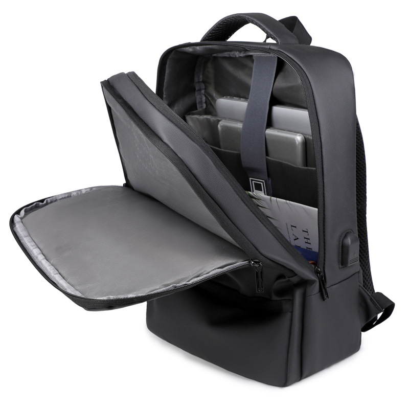 Mochila de computadora para hombre recargable USB nueva al por mayor transfronteriza 2024 mochila de almacenamiento de cercanías de negocios de gran capacidad