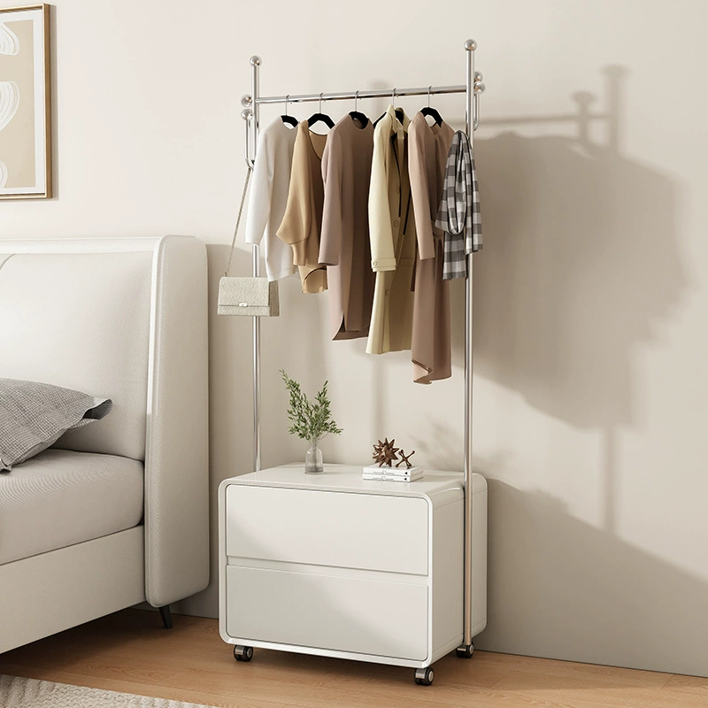 Кремовый стиль, окрашенная прикроватная тумбочка из цельного дерева, вешалка для одежды, встроенная спальня, домашний свет, роскошный простой современный шкаф для хранения, индивидуальный заказ