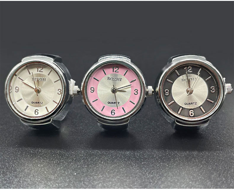 15g Weight Quartz Glass Mirror Material Stainless Steel Strap Material Watch Rings Classification Retro Classic Style Round Quartz Watch Rings