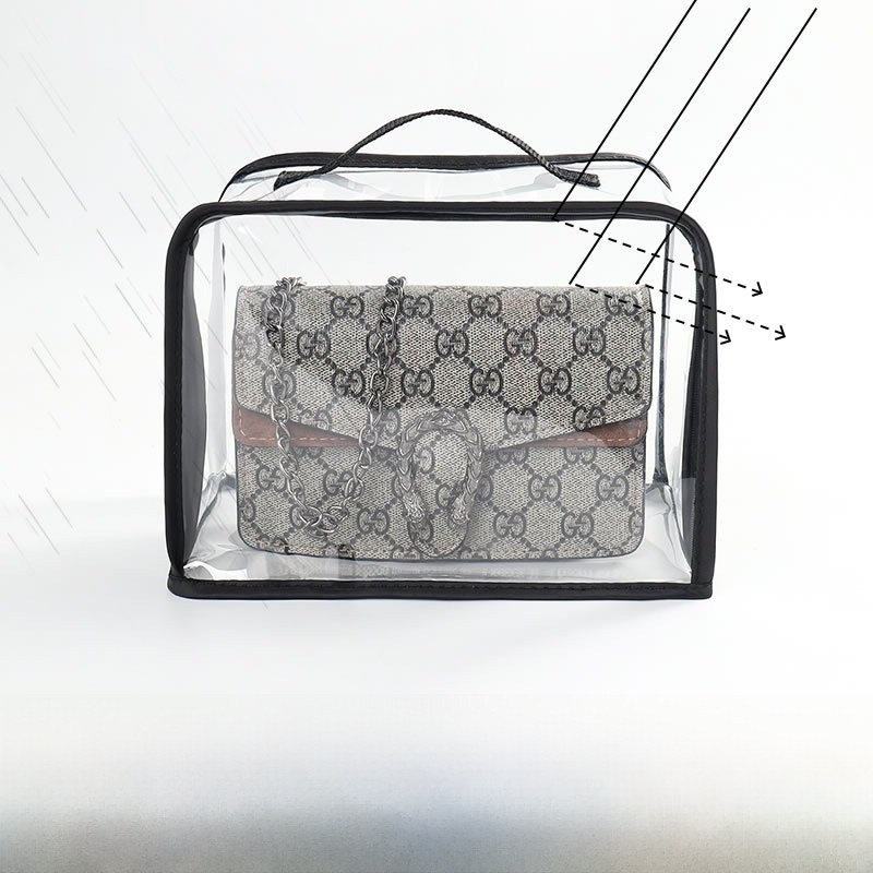 LV bag dustproof bag transparent moistureproof mildew bag frosted bottom PVC luxury bag storage finishing bag closed