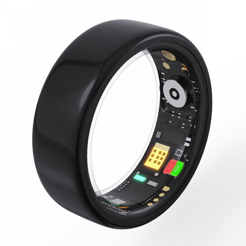 Smart Ring R11M Herzfrequenz- und Blutzuckermessung Fitness-Tracker Titanstahl vergoldet Größe 17 EU 10 US_voghion.com