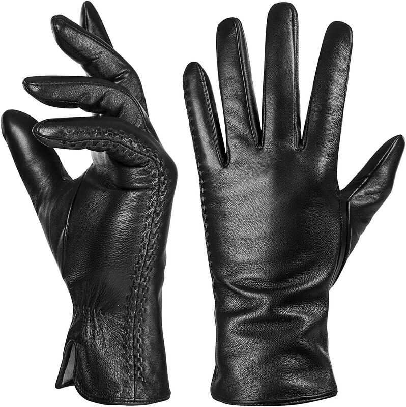 Women's Sheepskin Gloves, European and American Style, Wool Lining, Fleece-Lined, Touchscreen, Windproof, Sheepskin, Cross-Border Foreign Trade, Factory Gifts Women's Sheepskin Gloves, European and American Style, Wool Lining, Fleece-Lined, Touchscreen, Windproof, Sheepskin, Cross-Border Foreign Trade, Factory Gifts