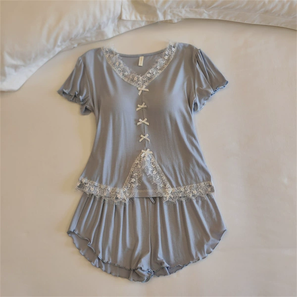 33037.2# milk blue (fixed chest pad) short sleeves + shorts