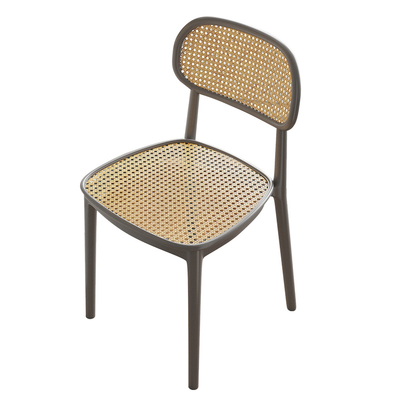 silla de plástico casual simple hogar cojín respaldo silla de comedor tela de caña silla de estudio balcón comercial silla retro