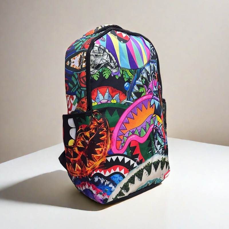Mochila de marca de moda de venta directa transfronteriza, mochila de ocio estilo ins de graffiti, mochila de moda callejera, mochila de skate, impresión