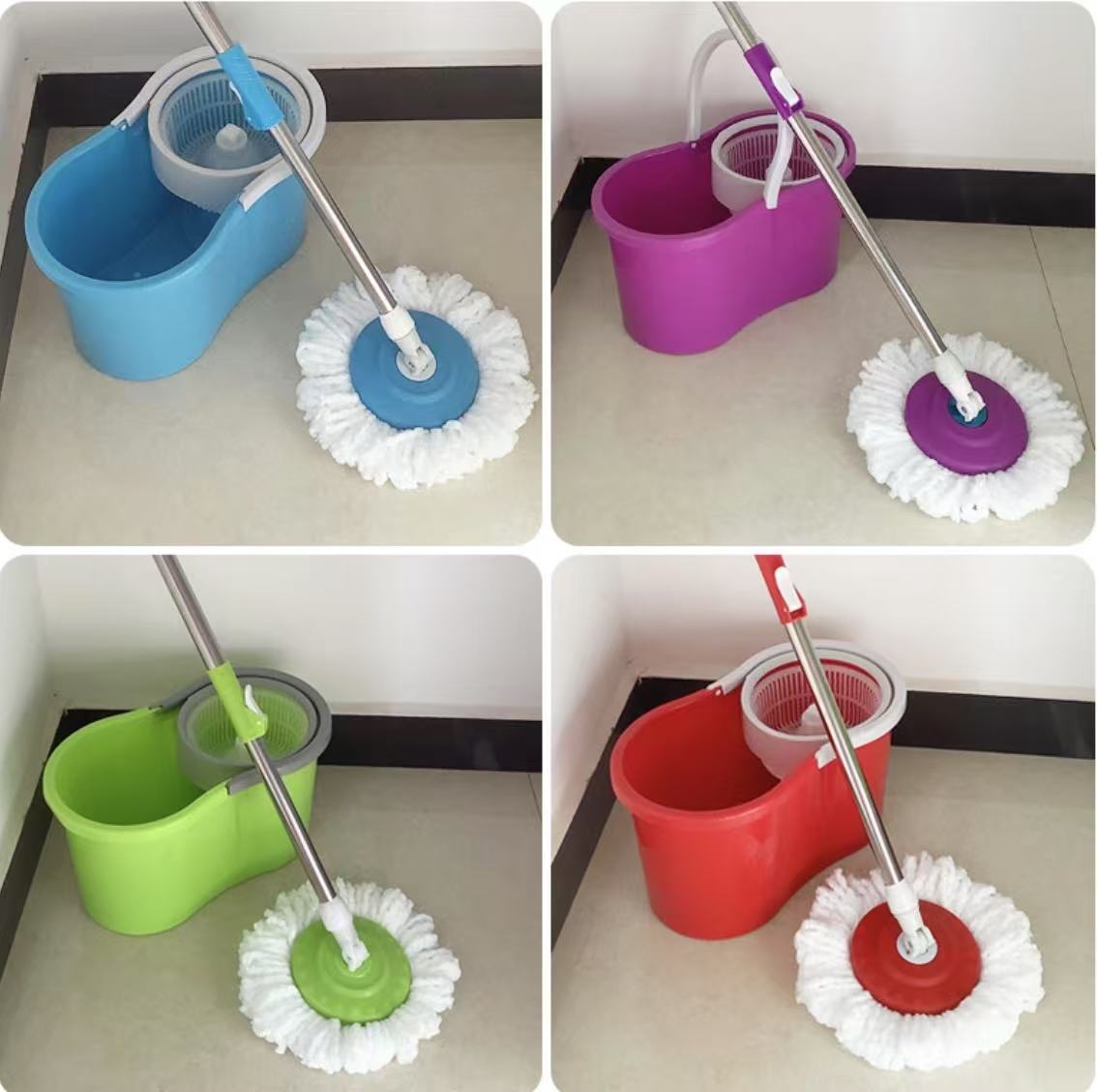 Mopo giratorio doméstico seco y húmedo doble uso sin lavado a mano conjunto de barril de trapeador limpio doméstico al por mayor