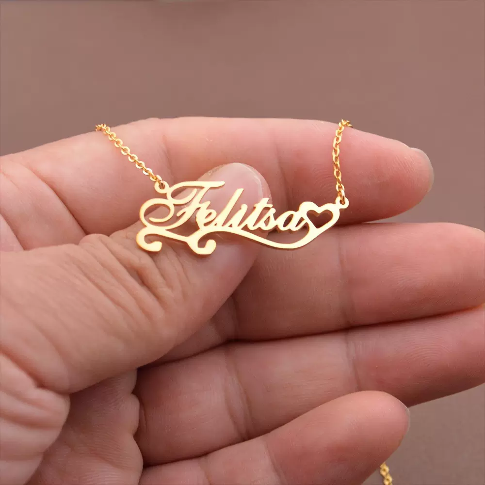 跨境新款心形字母项链叮制英文爱心吊坠金属钛钢项链不锈钢饰品