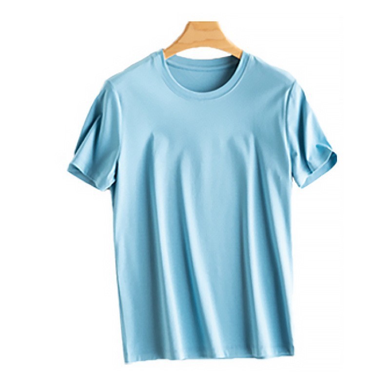 マルベリーシルクシルケットコットンアイスシルケットコットンラウンドネックシルク半袖男性と女性のTシャツ女性2025夏涼しく通気性|undefined