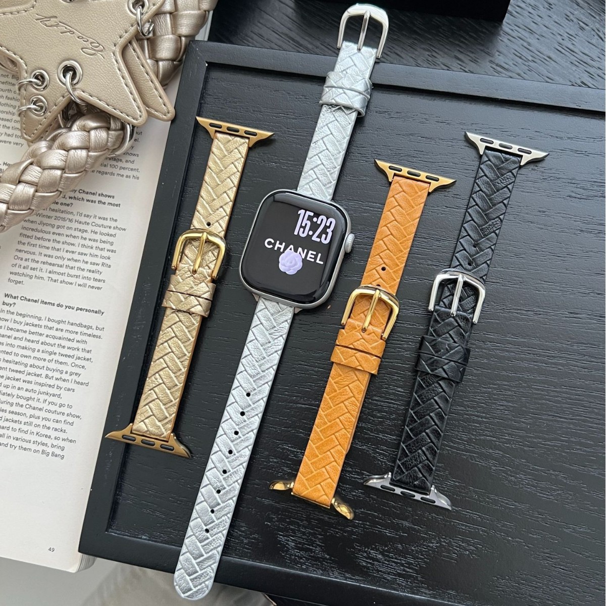 Suitable for Huawei GT6 Xiaomi 10pro woven leather strap Apple s11…