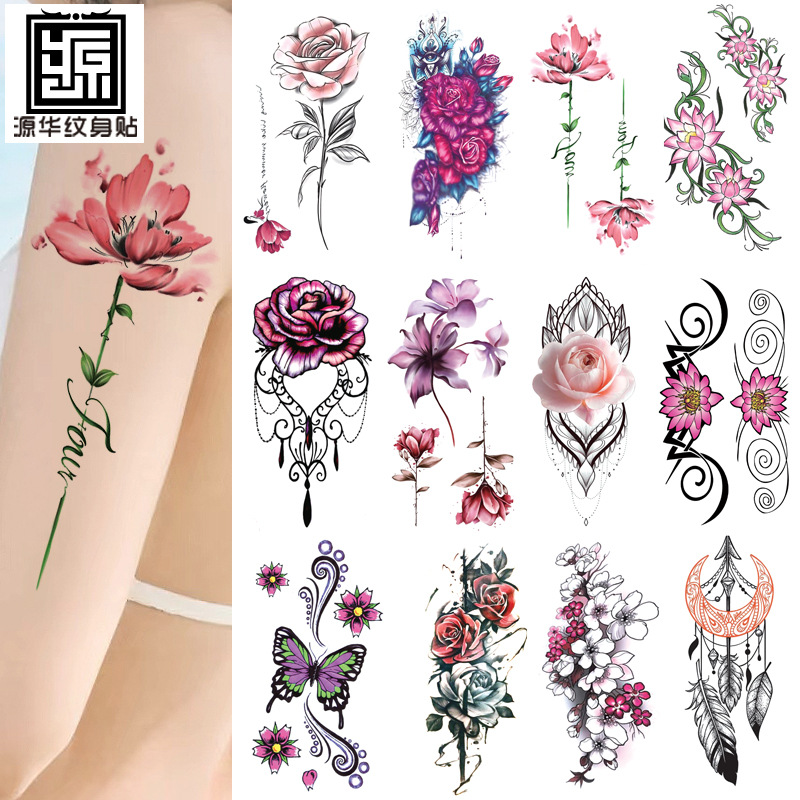 Pegatinas de tatuaje impermeables de brazo completo con símbolos, totems, animales y calaveras, disponibles para venta al por mayor y suministro transfronterizo.