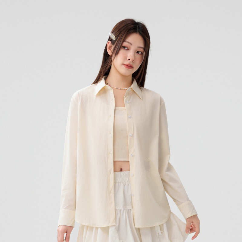 Ice Silk Lapel Sun Protection Shirt for Women 2026 Summer New Solid Color Workwear Cool Shirt Jacket Top Ice Silk Lapel Sun Protection Shirt for Women 2026 Summer New Solid Color Workwear Cool Shirt Jacket Top