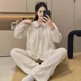 2026月子服夏薄款纯棉产后纱布孕妇睡衣哺乳喂奶产妇家居服套装女