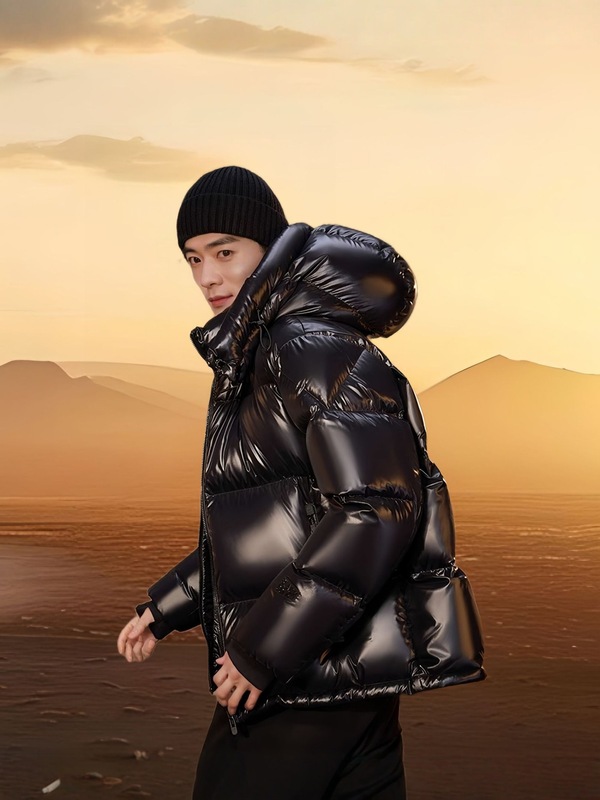 黑金鹅绒服黑钻3.0四格短款小个子加厚保暖冬季情侣黑色羽绒服女|undefined