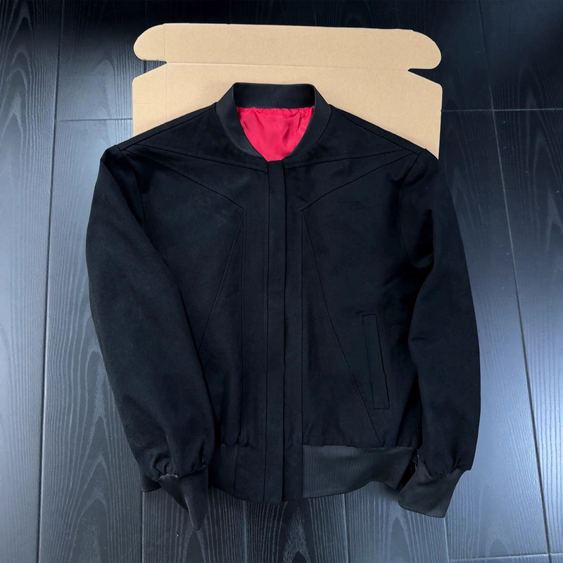 黑色红内美式飞行夹克男款秋季高级感短款外套cleanfit立领棒球服|undefined